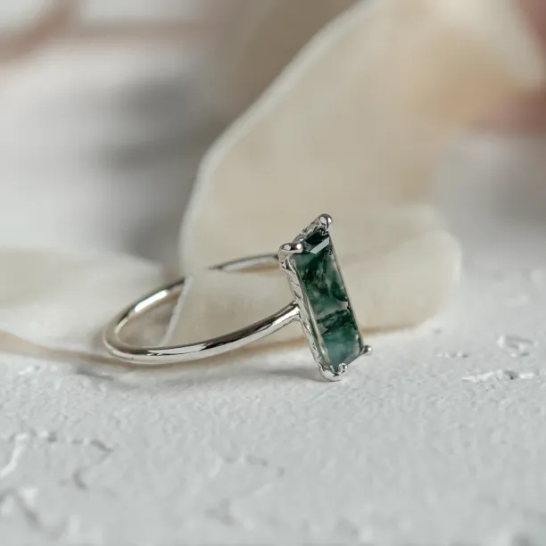 Ring with baguette moss agate ALVA Image