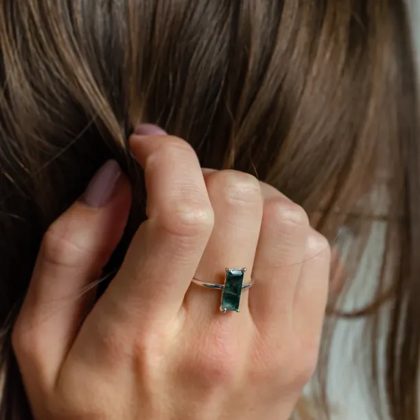 Ring with baguette moss agate ALVA Image