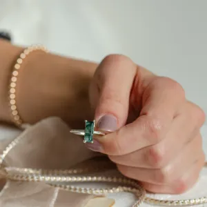 Ring with baguette moss agate ALVA Thumbnail