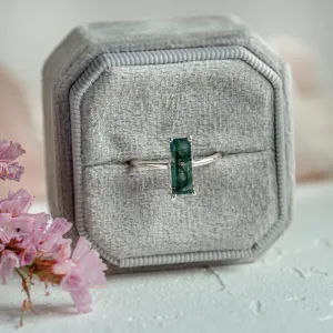 Ring with baguette moss agate ALVA Thumbnail