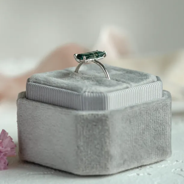 Ring with baguette moss agate ALVA Image