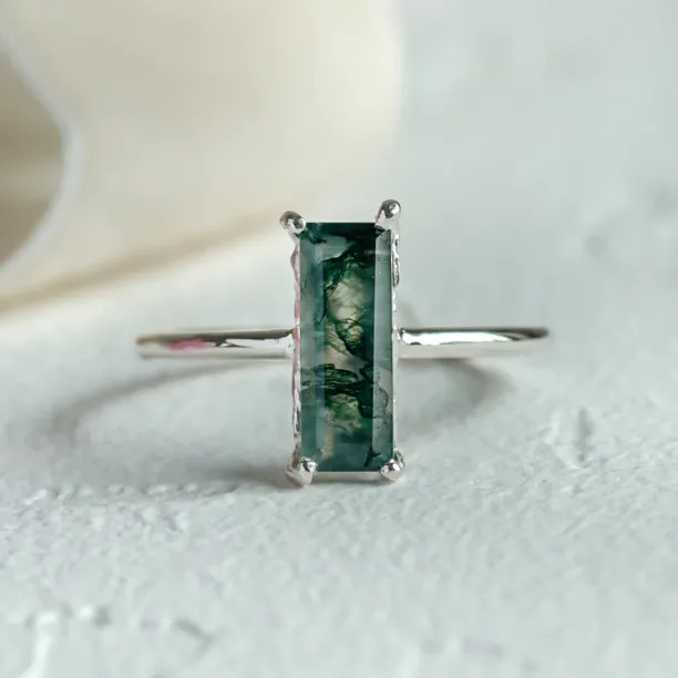 Ring with baguette moss agate ALVA Image