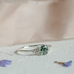 Gold moss agate ring with diamonds EDDIE Thumbnail