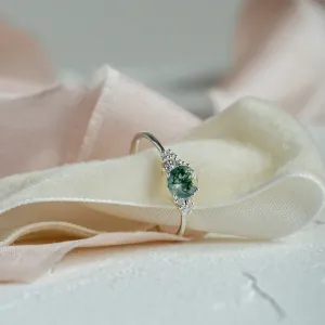 Gold moss agate ring with diamonds EDDIE Thumbnail