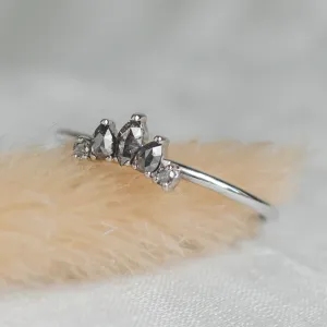 Gold ring with five salt and pepper diamonds ELODIE Thumbnail