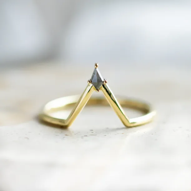 Kite salt and pepper diamond chevron wedding band NELLY Image