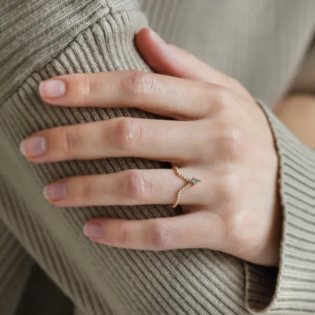 Salt and pepper diamond V stacker ring ISOLDE Image