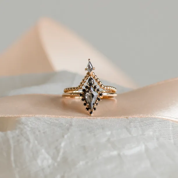 Salt and pepper diamond V stacker ring ISOLDE Image