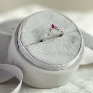 Gold diamond ring with ruby CROWN Thumbnail