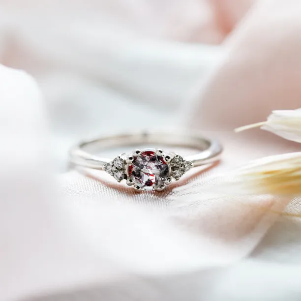 Engagement ring with lepidocrocite and diamonds FRAISE Image