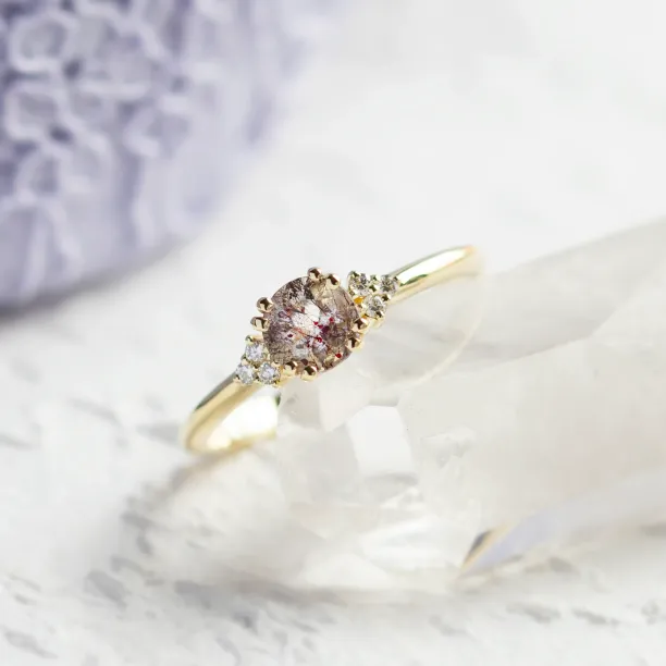 Engagement ring with lepidocrocite and diamonds FRAISE Image