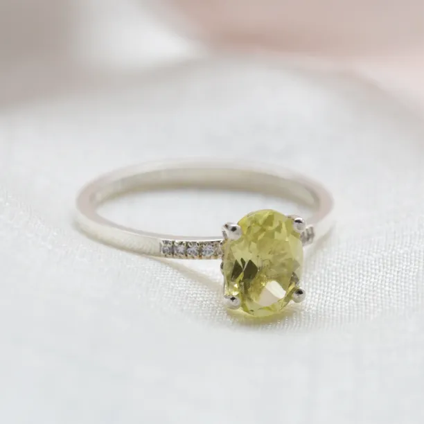 Lemon quartz gold ring with diamonds LIMONE Image