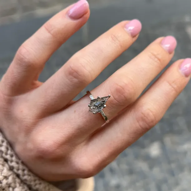 Rutilated quartz ring with diamonds EABHA Image