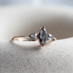 Unusual vintage engagement ring with salt and pepper diamonds RHEA Thumbnail