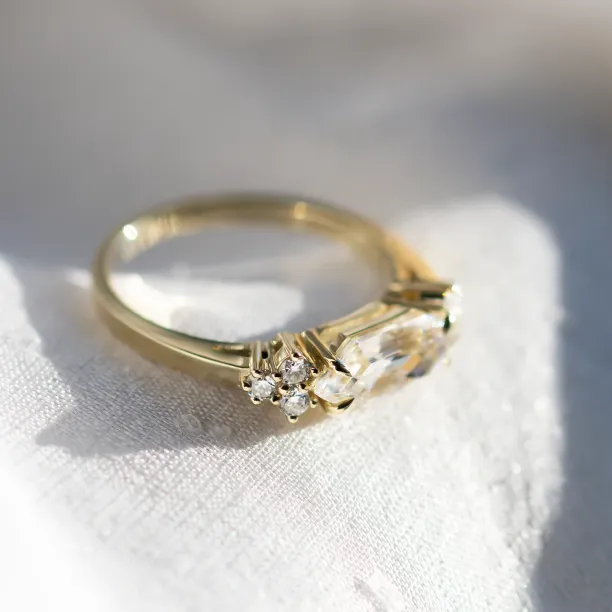 East west hexagon moissanite ring ASTRID Image