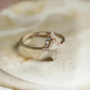 Luxury engagement ring with marquise moissanite and side moissanites ANNIE Thumbnail
