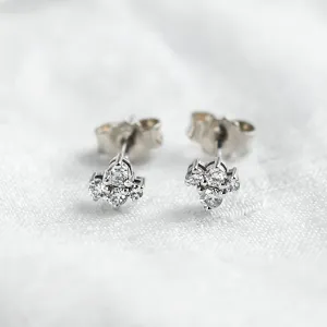 Minimalist gold earrings with diamonds in cluster setting STEPH Thumbnail