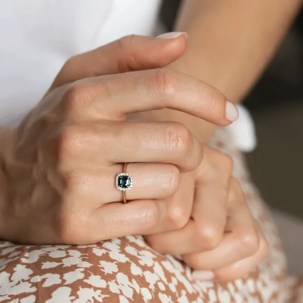 Teal sapphire and diamond engagement ring AUBREY Image