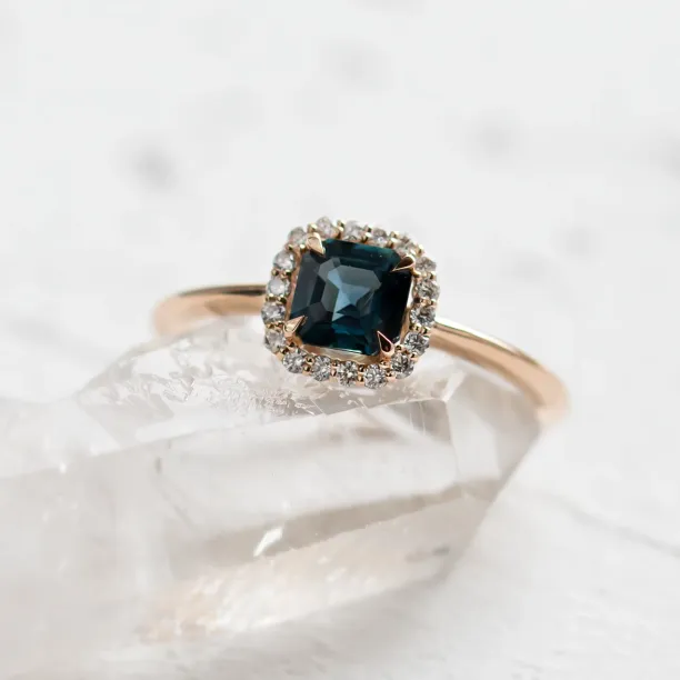 Teal sapphire and diamond engagement ring AUBREY Image