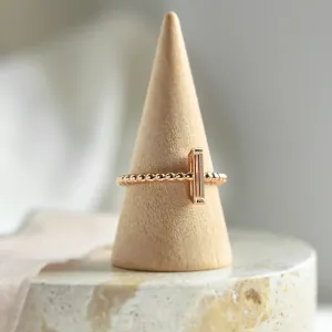 Beaded ball engagement ring with baguette moissanite ECLA Thumbnail