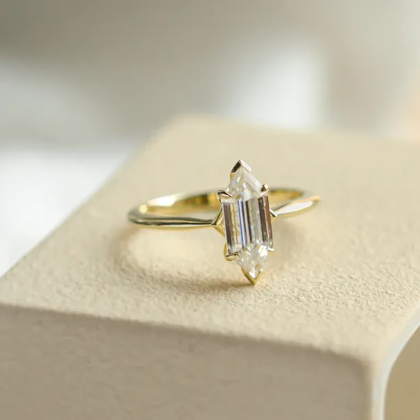 Elongated hexagon cut moissanite engagement ring CATELYN Image