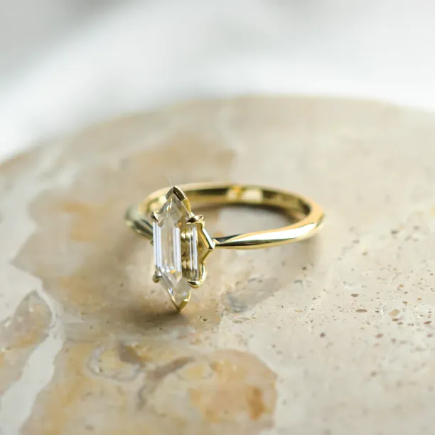 Elongated hexagon cut moissanite engagement ring CATELYN Image