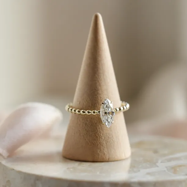 Engagement beaded ball ring with marquise moissanite BRYCE Image
