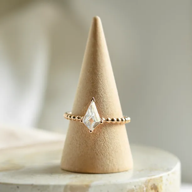 Engagement ring with beaded ball setting and kite moissanite BREEZE Image