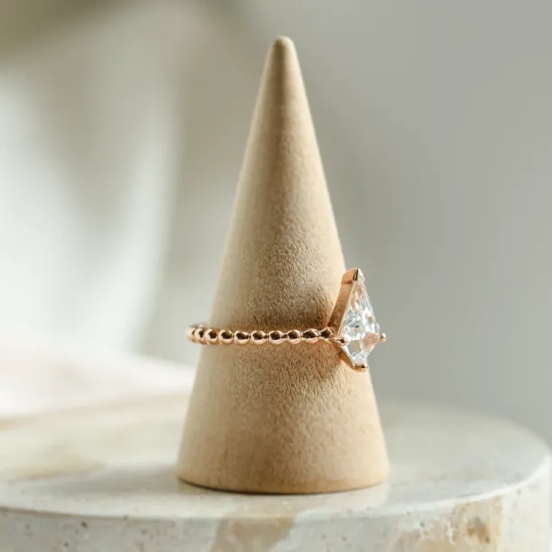 Engagement ring with beaded ball setting and kite moissanite BREEZE Image