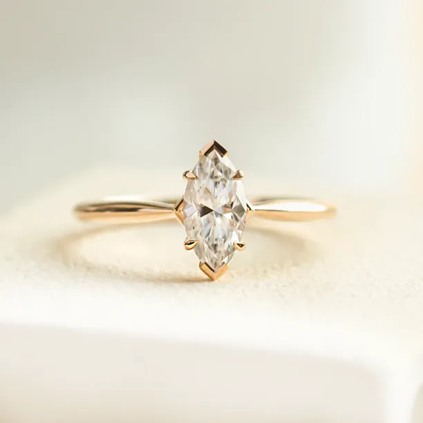 Marquise shaped moissanite engagement ring LOUISA Image