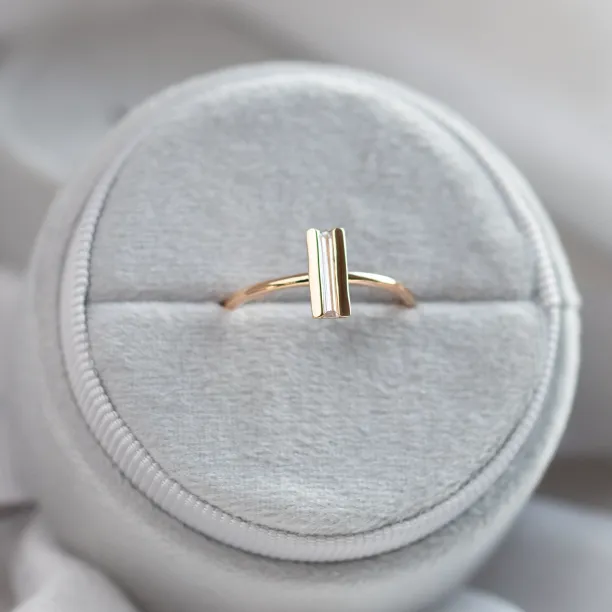 Unique baguette moissanite engagement ring KATY Image