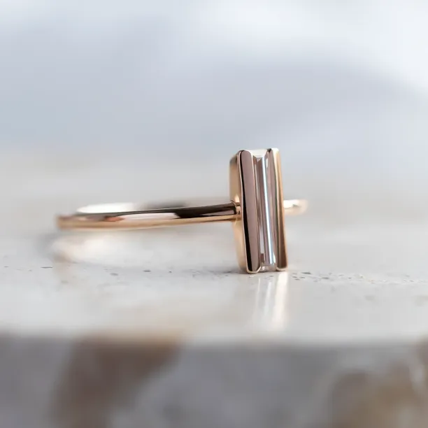 Unique baguette moissanite engagement ring KATY Image