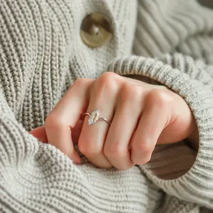 Unusual geometric ring with long hexagon cut moissanite ANYA Thumbnail