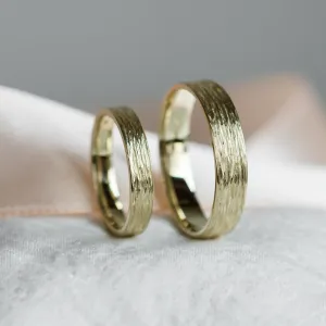 Unusual wedding bands with woodbark surface BRANCH Thumbnail