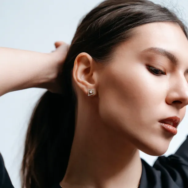 Lab-grown diamond kite earrings with removable gemstone JAY Image