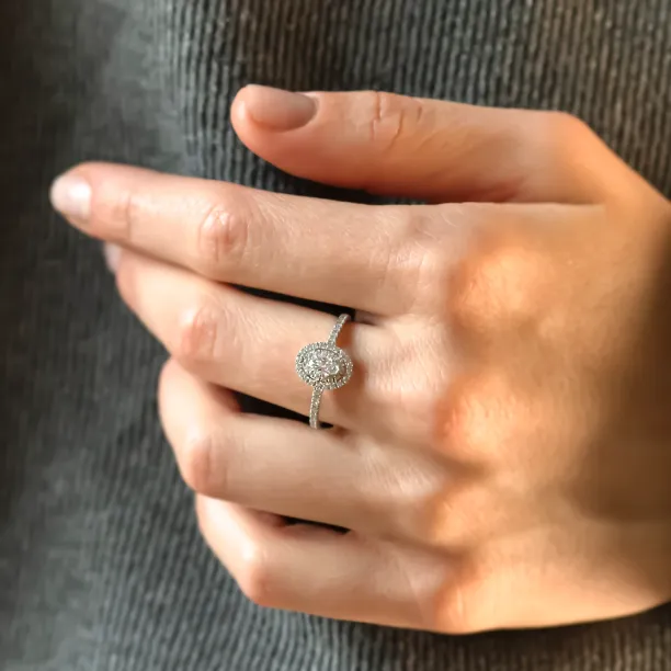 Double halo engagement ring with moissanites ELEANOR Image