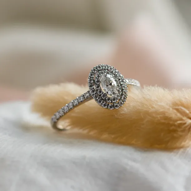 Double halo engagement ring with moissanites ELEANOR Image