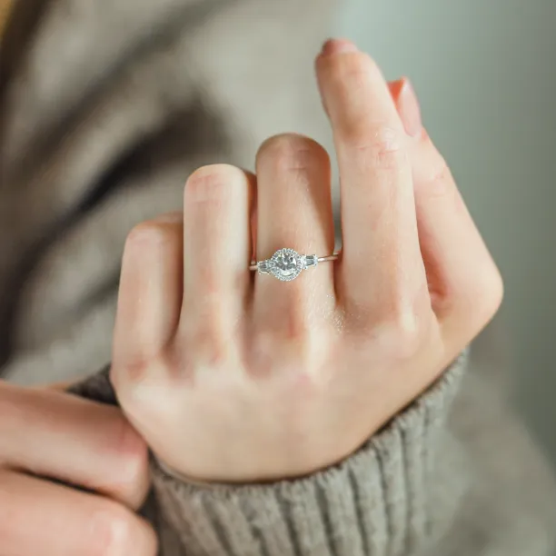 Engagement halo ring with moissanites NORA Image