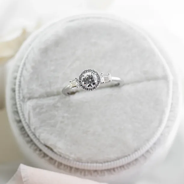 Engagement halo ring with moissanites NORA Image