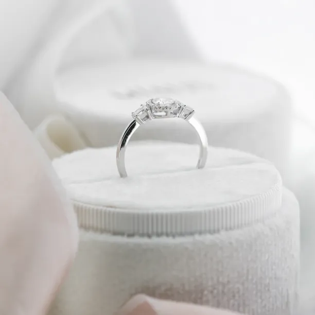 Engagement halo ring with moissanites NORA Image