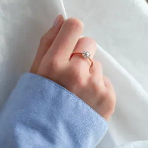 Halo engagement ring with moissanites BLANCHE
