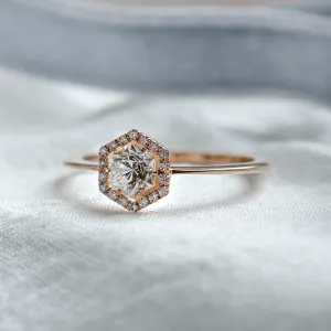 Halo engagement ring with moissanites BLANCHE Thumbnail
