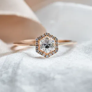 Halo engagement ring with moissanites BLANCHE