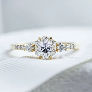 Unusual engagement ring with moissanites MAJESTY