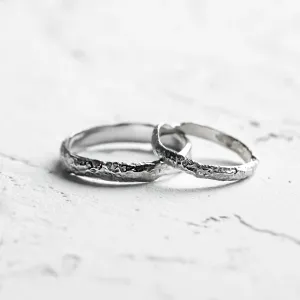 Gold wedding bands with moon surface APOLLO