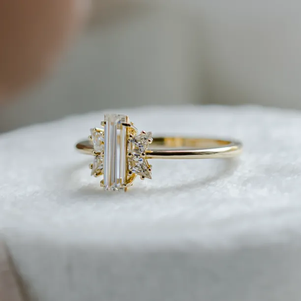 Elegant engagement ring with moissanites BUTTERFLY Image