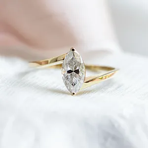 Elegant ring with marquise moissanite CHARLOTTE