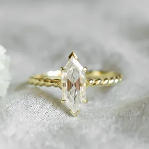 Gold ring with hexagon moissanite SALEM Thumbnail