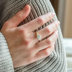 Gold vintage ring with moissanity GEMMA Thumbnail