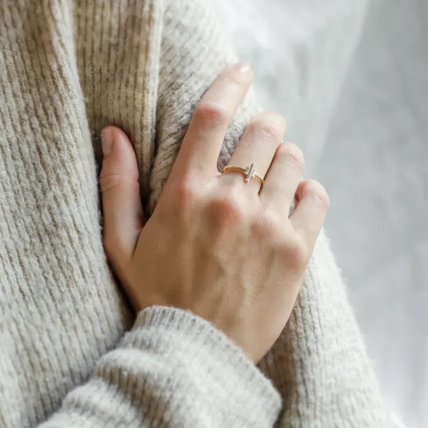 Unique baguette moissanite engagement ring THEA Image